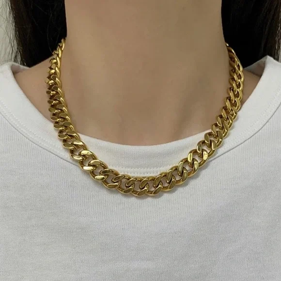 18K GOLD PLATED CHAIN CHOKER - Picture 1 of 4